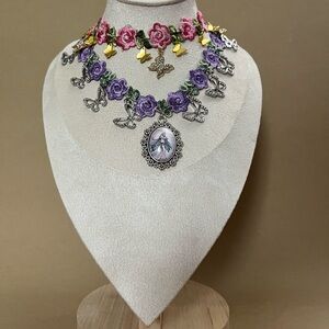 Fairy, Butterfly, & Flower Charm Choker - Fairycore Statement Choker